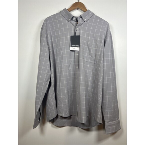 Mizzen + Main Mens Large Light Gray Pastel City Flannel Trim Fit Long Sleeve XXL - Picture 1 of 5